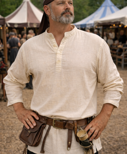 John Five Button Shirt | Medieval Cotton Pullover Shirt