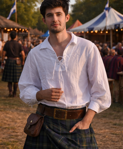 Jacobite Highlander Shirt | Traditional Scottish Lace-Up Shirt