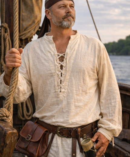 Admirant Shirt | Lace-Up Maritime Cotton Shirt