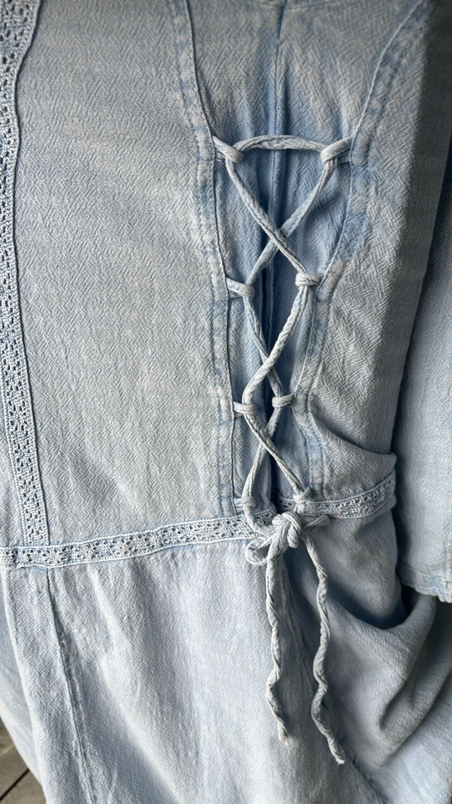 Viking Cotton Dress with Front Lace & Adjustable Side Ties - Image 3